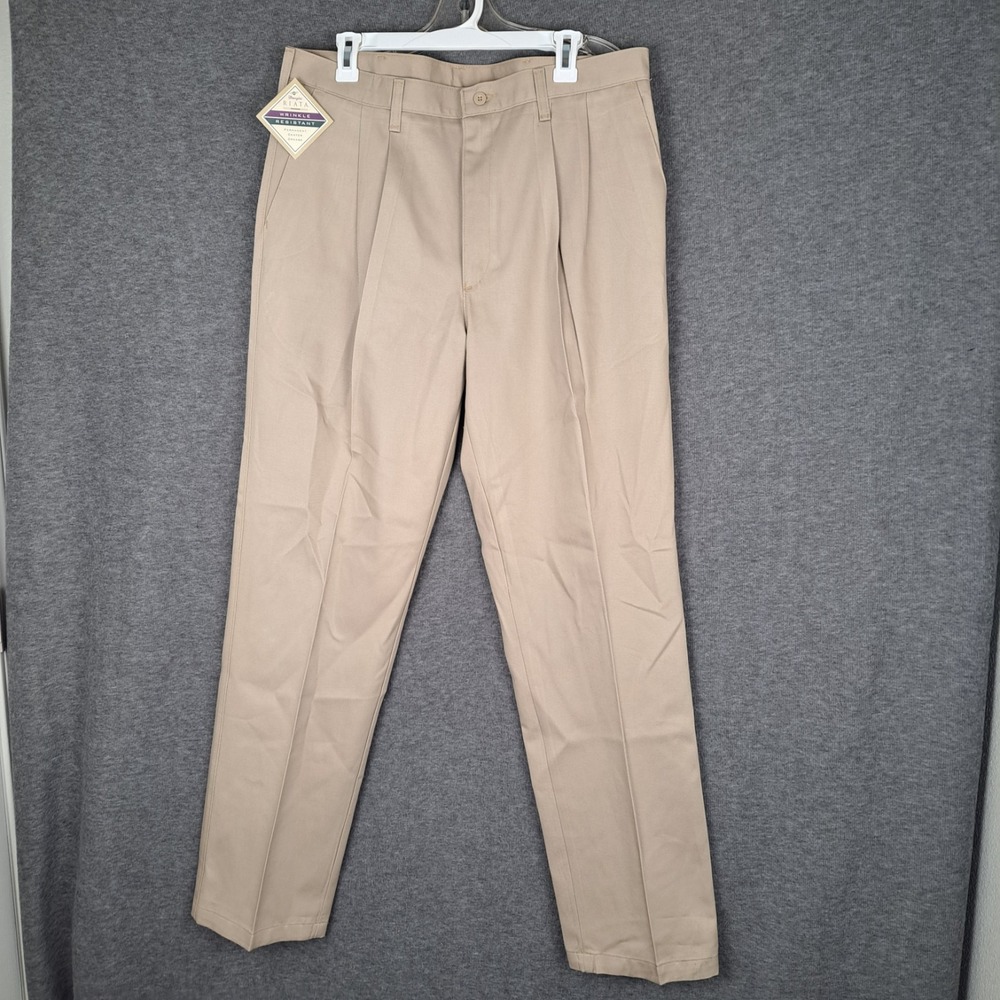 Wrangler Riata Men's Dress Pants 35x34 Stretch Wrinkle-Resistant Relaxed Fit